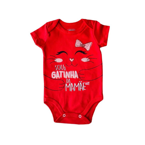Body Bebe Menina Estampado Sou a gatinha da Mamãe